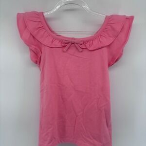 Janie and‎ Jack Girl's Pink Ruffle Collar Bow Top Shirt - Size 6